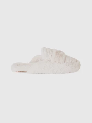 Benetton, Slippers In Faux Fur, size 37, White, Women United Colors of Benetton