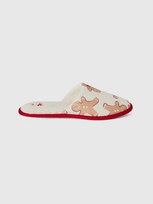 Benetton, Slippers With Biscuit Print, size 42-43, Creamy White, Men United Colors of Benetton