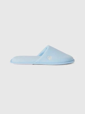 Benetton, Slippers With Logo Embroidery, size 36-37, Sky Blue, Women United Colors of Benetton