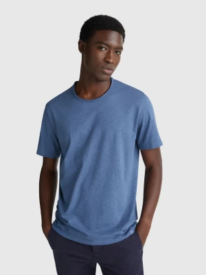 Benetton, Slub Cotton T-shirt, size XS, Air Force Blue, Men United Colors of Benetton
