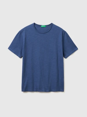 Benetton, Slub Cotton T-shirt, Size: XS, Air Force Blue, Men United Colors of Benetton