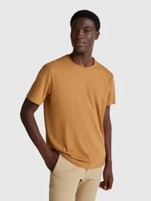 Benetton, Slub Cotton T-shirt, size XS, Beige, Men United Colors of Benetton