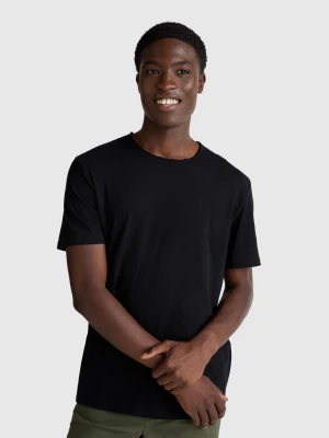 Benetton, Slub Cotton T-shirt, size XS, Black, Men United Colors of Benetton