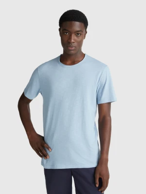 Benetton, Slub Cotton T-shirt, Size: XS, Light Blue, Men United Colors of Benetton