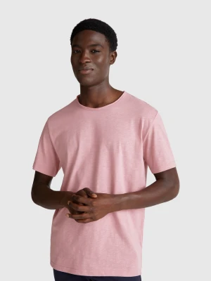Benetton, Slub Cotton T-shirt, Size: XS, Mauve, Men United Colors of Benetton