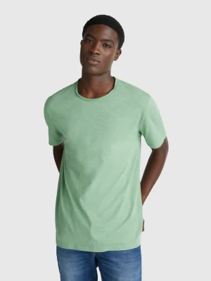 Benetton, Slub Cotton T-shirt, Size: XS, Military Green, Men United Colors of Benetton