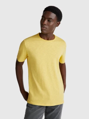 Benetton, Slub Cotton T-shirt, Size: XS, Mustard, Men United Colors of Benetton