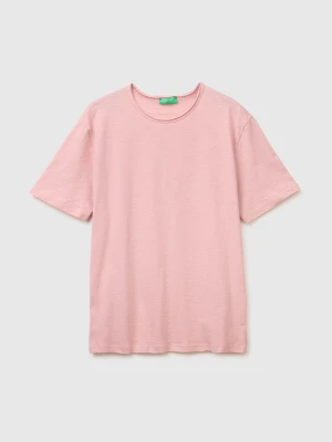 Benetton, Slub Cotton T-shirt, Size: XS, Pink, Men United Colors of Benetton