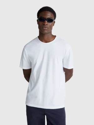 Benetton, Slub Cotton T-shirt, Size: XS, White, Men United Colors of Benetton