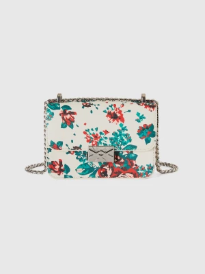 Benetton, Small Be Bag With Floral Print, size OS, Creamy White, Women United Colors of Benetton