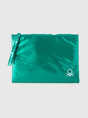 Benetton, Small Clutch With Logo, Size: OS, Green, Women United Colors of Benetton