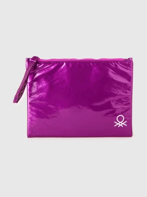 Benetton, Small Clutch With Logo, Size: OS, Plum, Women United Colors of Benetton