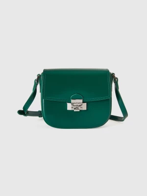 Benetton, Small Crossbody Bag In Synthetic Patent Leather, size OS, Dark Green, Women United Colors of Benetton