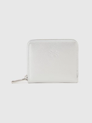 Benetton, Small Zip Wallet, size OS, Silver, Women United Colors of Benetton