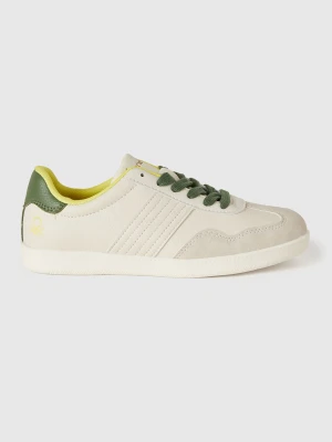 Benetton, Sneakers In Imitation Leather And Suede, Size: 38, Creamy White, Kids United Colors of Benetton