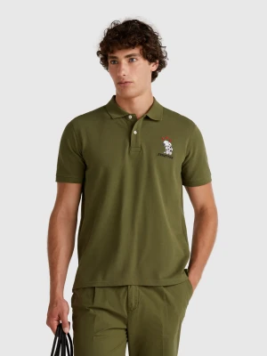 Benetton, Snoopy Regular Fit Polo ©peanuts, size S, Military Green, Men United Colors of Benetton