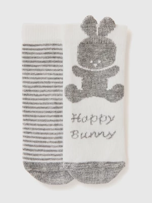 Benetton, Sock Set With Stripes And Bunny, size 62, Creamy White, Kids United Colors of Benetton