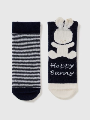 Benetton, Sock Set With Stripes And Bunny, size 62, Dark Blue, Kids United Colors of Benetton