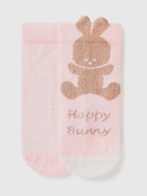 Benetton, Sock Set With Stripes And Bunny, size 62, Pink, Kids United Colors of Benetton