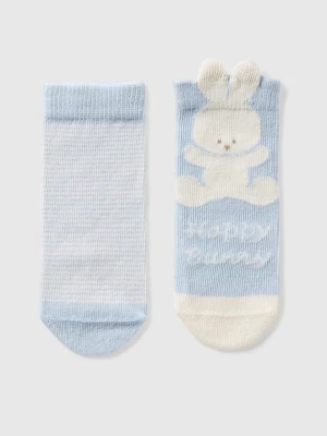 Benetton, Sock Set With Stripes And Bunny, size 62, Sky Blue, Kids United Colors of Benetton