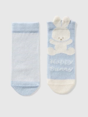 Benetton, Sock Set With Stripes And Bunny, size 74, Sky Blue, Kids United Colors of Benetton