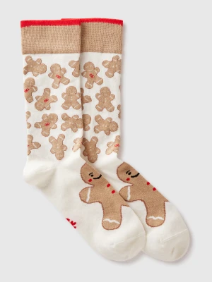 Benetton, Socks With Biscuit Inlay, Size: OS, Creamy White, Women United Colors of Benetton