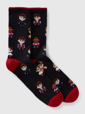 Benetton, Socks With Stranger Things Graphics, Size: 30-34, Black, Kids United Colors of Benetton