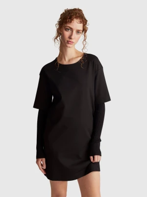 Benetton, Soft Dress In Stretch Viscose Blend, Size: XXS, Black, Women United Colors of Benetton