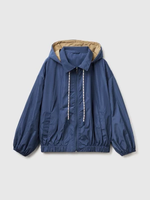 Benetton, Soft Jacket With Hood, Size: XS, Air Force Blue, Women United Colors of Benetton