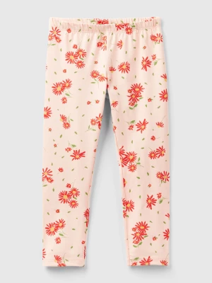 Benetton, Soft Pink Leggings With Floral Print, size 104, Soft Pink, Kids United Colors of Benetton