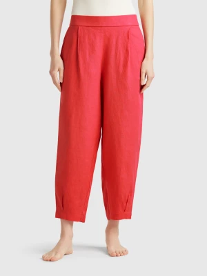 Benetton, Soft Trousers In Pure Linen, size XXS, Brick Red, Women United Colors of Benetton