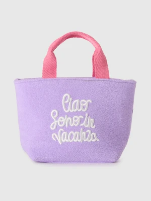 Benetton, Sponge Bag With Embroidery, Size: OS, Lilac, Kids United Colors of Benetton