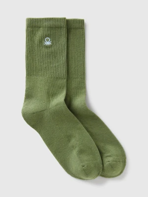 Benetton, Sporty Socks In Organic Stretch Cotton, size 36-41, Military Green, Women United Colors of Benetton