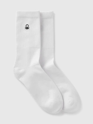 Benetton, Sporty Socks In Organic Stretch Cotton, size 36-41, White, Women United Colors of Benetton