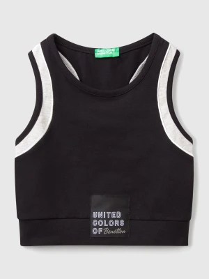 Benetton, Sporty Top With Piping, size XL, Black, Kids United Colors of Benetton