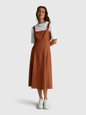 Benetton, Square Neck Dress In Pure Linen, size XXS, , Women United Colors of Benetton