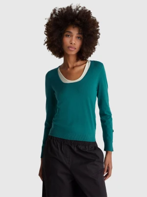 Benetton, Square Neck Sweater, Size: S, Dark Green, Women United Colors of Benetton