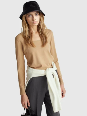 Benetton, Square Neck Sweater, Size: XS, Camel, Women United Colors of Benetton