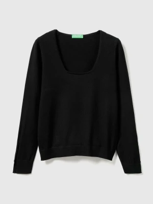 Benetton, Square Neck Sweater, Size: XXS, Black, Women United Colors of Benetton