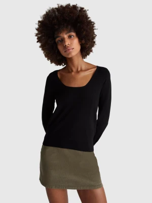 Benetton, Square Neck Sweater, Size: XXS, Black, Women United Colors of Benetton