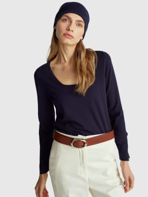 Benetton, Square Neck Sweater, Size: XXS, Dark Blue, Women United Colors of Benetton