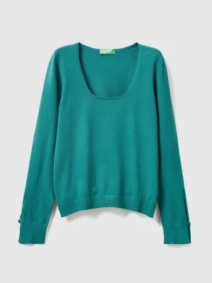 Benetton, Square Neck Sweater, Size: XXS, Dark Green, Women United Colors of Benetton