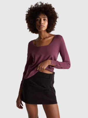 Benetton, Square Neck Sweater, Size: XS, Plum, Women United Colors of Benetton