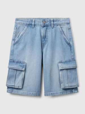Benetton, Straight Cargo Bermudas, size XL, Light Blue, Kids United Colors of Benetton