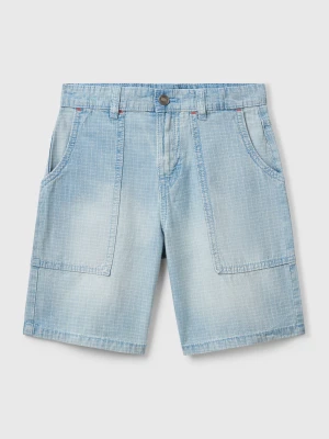 Benetton, Straight Check Bermudas, size XL, Light Blue, Kids United Colors of Benetton