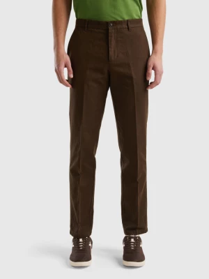 Benetton, Straight Chinos In Linen Blend, size 48, Brown, Men United Colors of Benetton