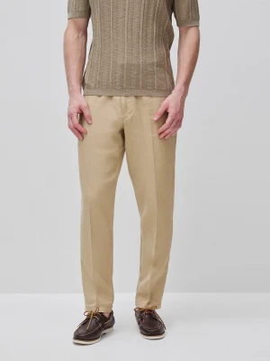 Benetton, Straight Chinos In Pure Linen, Size: 56, Camel, Men United Colors of Benetton
