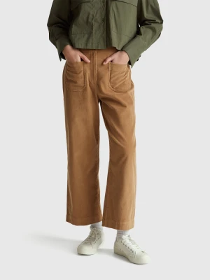 Benetton, Straight Corduroy Trousers, Camel, Women United Colors of Benetton