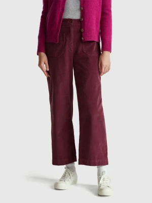 Benetton, Straight Corduroy Trousers, Plum, Women United Colors of Benetton