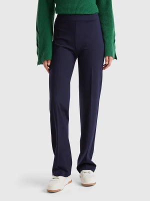 Benetton, Straight Cut Classic Trousers, size , Dark Blue, Women United Colors of Benetton